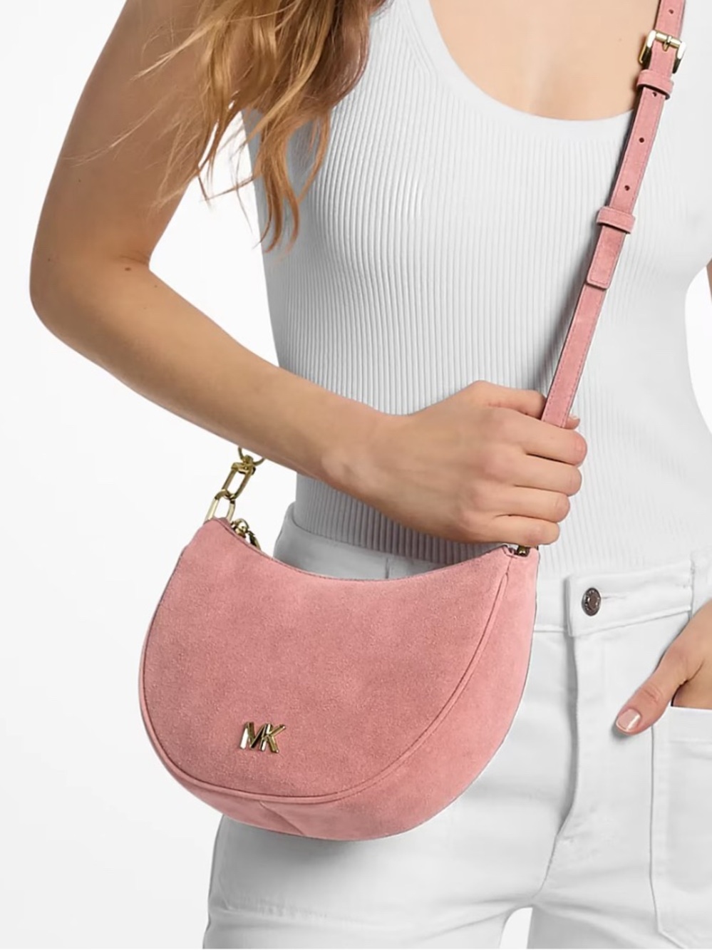 Michael Kors Pink Suede Leather Purse Bag NEW